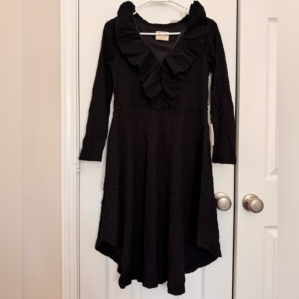 Charming Black Ruffled Kids Dress